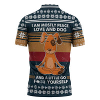 Peace Love And Dog Christmas Zipper Polo Shirt Xmas Holiday Patterns - Wonder Print Shop