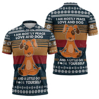 Peace Love And Dog Christmas Zipper Polo Shirt Xmas Holiday Patterns - Wonder Print Shop