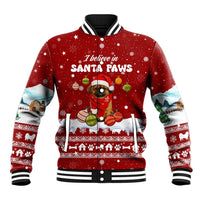 Pekingese Dog I Believe In Santa Paws Christmas Baseball Jacket Xmas Holiday Patterns - Wonder Print Shop
