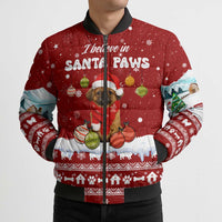 Pekingese Dog I Believe In Santa Paws Christmas Bomber Puffer Jacket Xmas Holiday Patterns - Wonder Print Shop