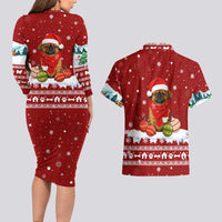 Pekingese Dog I Believe In Santa Paws Christmas Couples Matching Long Sleeve Bodycon Dress and Hawaiian Shirt Xmas Holiday Patterns - Wonder Print Shop