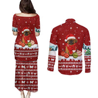 Pekingese Dog I Believe In Santa Paws Christmas Couples Matching Puletasi and Long Sleeve Button Shirt Xmas Holiday Patterns - Wonder Print Shop