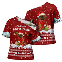 Pekingese Dog I Believe In Santa Paws Christmas Cross Shoulder Shirt Xmas Holiday Patterns - Wonder Print Shop