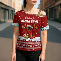 Pekingese Dog I Believe In Santa Paws Christmas Cross Shoulder Shirt Xmas Holiday Patterns - Wonder Print Shop