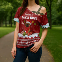 Pekingese Dog I Believe In Santa Paws Christmas Cross Shoulder Shirt Xmas Holiday Patterns - Wonder Print Shop