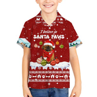 Pekingese Dog I Believe In Santa Paws Christmas Family Matching Off The Shoulder Long Sleeve Dress and Hawaiian Shirt Xmas Holiday Patterns - Wonder Print Shop
