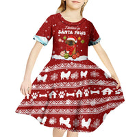 Pekingese Dog I Believe In Santa Paws Christmas Kid Short Sleeve Dress Xmas Holiday Patterns - Wonder Print Shop