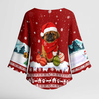 Pekingese Dog I Believe In Santa Paws Christmas Kimono Sleeve Blouse Xmas Holiday Patterns - Wonder Print Shop