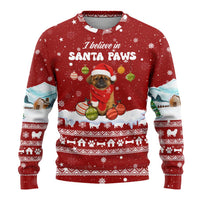 Pekingese Dog I Believe In Santa Paws Christmas Ugly Christmas Sweater Xmas Holiday Patterns - Wonder Print Shop