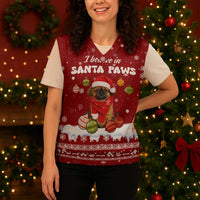 Pekingese Dog I Believe In Santa Paws Christmas Knitted V-Neck Vest Xmas Holiday Patterns - Wonder Print Shop