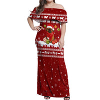 Pekingese Dog I Believe In Santa Paws Christmas Off Shoulder Maxi Dress Xmas Holiday Patterns - Wonder Print Shop