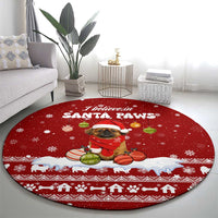 Pekingese Dog I Believe In Santa Paws Christmas Round Carpet Xmas Holiday Patterns - Wonder Print Shop