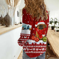 Pekingese Dog I Believe In Santa Paws Christmas Women Casual Shirt Xmas Holiday Patterns - Wonder Print Shop