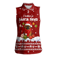 Pekingese Dog I Believe In Santa Paws Christmas Women Sleeveless Polo Shirt Xmas Holiday Patterns - Wonder Print Shop