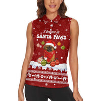 Pekingese Dog I Believe In Santa Paws Christmas Women Sleeveless Polo Shirt Xmas Holiday Patterns - Wonder Print Shop