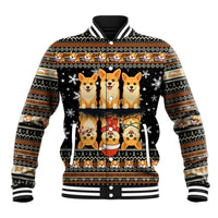 Pembroke Welsh Corgi Dog Christmas Baseball Jacket Xmas Holiday Patterns - Wonder Print Shop