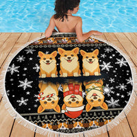 Pembroke Welsh Corgi Dog Christmas Beach Blanket Xmas Holiday Patterns - Wonder Print Shop