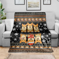 Pembroke Welsh Corgi Dog Christmas Blanket Xmas Holiday Patterns - Wonder Print Shop