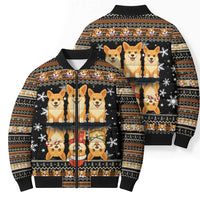 Pembroke Welsh Corgi Dog Christmas Bomber Puffer Jacket Xmas Holiday Patterns - Wonder Print Shop