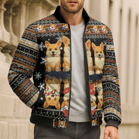 Pembroke Welsh Corgi Dog Christmas Bomber Puffer Jacket Xmas Holiday Patterns - Wonder Print Shop