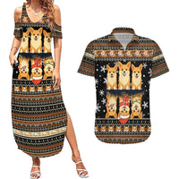 Pembroke Welsh Corgi Dog Christmas Couples Matching Summer Maxi Dress and Hawaiian Shirt Xmas Holiday Patterns - Wonder Print Shop