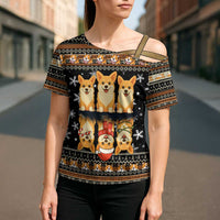 Pembroke Welsh Corgi Dog Christmas Cross Shoulder Shirt Xmas Holiday Patterns - Wonder Print Shop