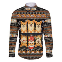 Pembroke Welsh Corgi Dog Christmas Family Matching Long Sleeve Bodycon Dress and Hawaiian Shirt Xmas Holiday Patterns - Wonder Print Shop