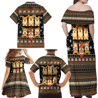 Pembroke Welsh Corgi Dog Christmas Family Matching Off Shoulder Maxi Dress and Hawaiian Shirt Xmas Holiday Patterns - Wonder Print Shop