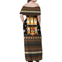 Pembroke Welsh Corgi Dog Christmas Family Matching Off Shoulder Maxi Dress and Hawaiian Shirt Xmas Holiday Patterns - Wonder Print Shop