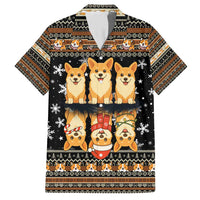 Pembroke Welsh Corgi Dog Christmas Family Matching Short Sleeve Bodycon Dress and Hawaiian Shirt Xmas Holiday Patterns - Wonder Print Shop