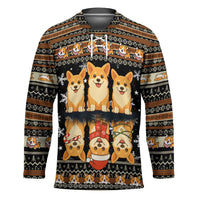 Pembroke Welsh Corgi Dog Christmas Hockey Jersey Xmas Holiday Patterns - Wonder Print Shop