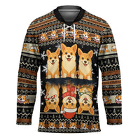 Pembroke Welsh Corgi Dog Christmas Hockey Jersey Xmas Holiday Patterns - Wonder Print Shop
