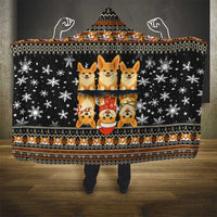 Pembroke Welsh Corgi Dog Christmas Hooded Blanket Xmas Holiday Patterns - Wonder Print Shop