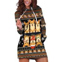 Pembroke Welsh Corgi Dog Christmas Hoodie Dress Xmas Holiday Patterns - Wonder Print Shop