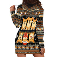 Pembroke Welsh Corgi Dog Christmas Hoodie Dress Xmas Holiday Patterns - Wonder Print Shop