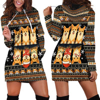 Pembroke Welsh Corgi Dog Christmas Hoodie Dress Xmas Holiday Patterns - Wonder Print Shop