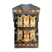 Pembroke Welsh Corgi Dog Christmas Knitted V-Neck Vest Xmas Holiday Patterns - Wonder Print Shop