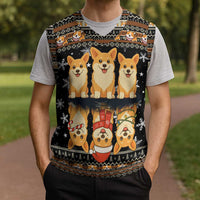 Pembroke Welsh Corgi Dog Christmas Knitted V-Neck Vest Xmas Holiday Patterns - Wonder Print Shop