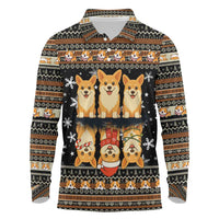 Pembroke Welsh Corgi Dog Christmas Long Sleeve Polo Shirt Xmas Holiday Patterns - Wonder Print Shop