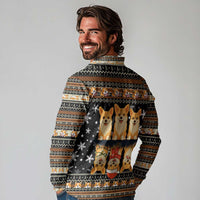 Pembroke Welsh Corgi Dog Christmas Long Sleeve Polo Shirt Xmas Holiday Patterns - Wonder Print Shop