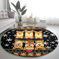 Pembroke Welsh Corgi Dog Christmas Round Carpet Xmas Holiday Patterns - Wonder Print Shop