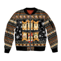 Pembroke Welsh Corgi Dog Christmas Sleeve Zip Bomber Jacket Xmas Holiday Patterns - Wonder Print Shop