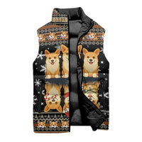 Pembroke Welsh Corgi Dog Christmas Sleeveless Puffer Jacket Xmas Holiday Patterns - Wonder Print Shop