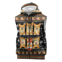 Pembroke Welsh Corgi Dog Christmas Sleeveless Zip Hoodie Xmas Holiday Patterns - Wonder Print Shop
