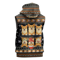 Pembroke Welsh Corgi Dog Christmas Sleeveless Zip Hoodie Xmas Holiday Patterns - Wonder Print Shop