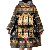 Pembroke Welsh Corgi Dog Christmas Wearable Blanket Hoodie Xmas Holiday Patterns - Wonder Print Shop