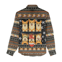 Pembroke Welsh Corgi Dog Christmas Women Casual Shirt Xmas Holiday Patterns - Wonder Print Shop