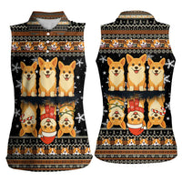 Pembroke Welsh Corgi Dog Christmas Women Sleeveless Polo Shirt Xmas Holiday Patterns - Wonder Print Shop
