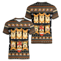 Pembroke Welsh Corgi Dog Christmas Women V-Neck T-Shirt Xmas Holiday Patterns - Wonder Print Shop