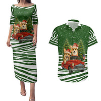Pembroke Welsh Corgi Dog Xmas Christmas Couples Matching Puletasi and Hawaiian Shirt Xmas Holiday Patterns - Wonder Print Shop